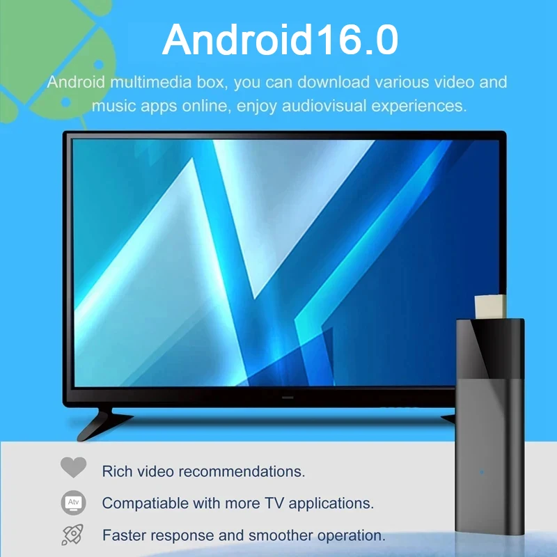 Android 16 Clé TV H313 8K 60fps, dongle Smart TV, double WiFi 2.4G&5G, Bluetooth 5.4, HDR10, lecteur multimédia HDMI – Image 4