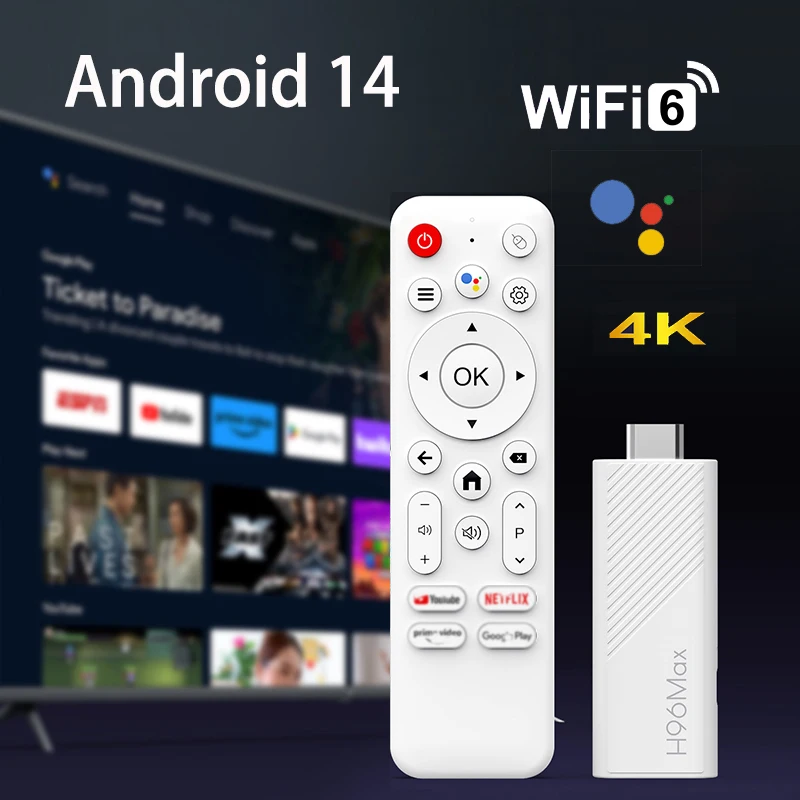 Android TV Stick H96 MAX H313 Android 14 BT5.0 4K Quad Core 2.4G 5G Wifi6 Home Media Player Voice Assistant Smart TV Stick