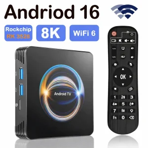 Smart Android 16 TV Box 8K HDR10 Streaming Player Dual Band WiFi BT Smart Set Top Box Netflix Remote Included IPTV  Media Player