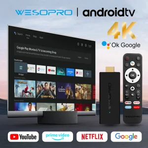WESOPRO Android TV Stick G2 MAX IPTV Dongle 4K Streaming Media Player 2GB RAM 16GB ROM Dual-Band Wifi Supports 2.4GHz & 5.0GHz