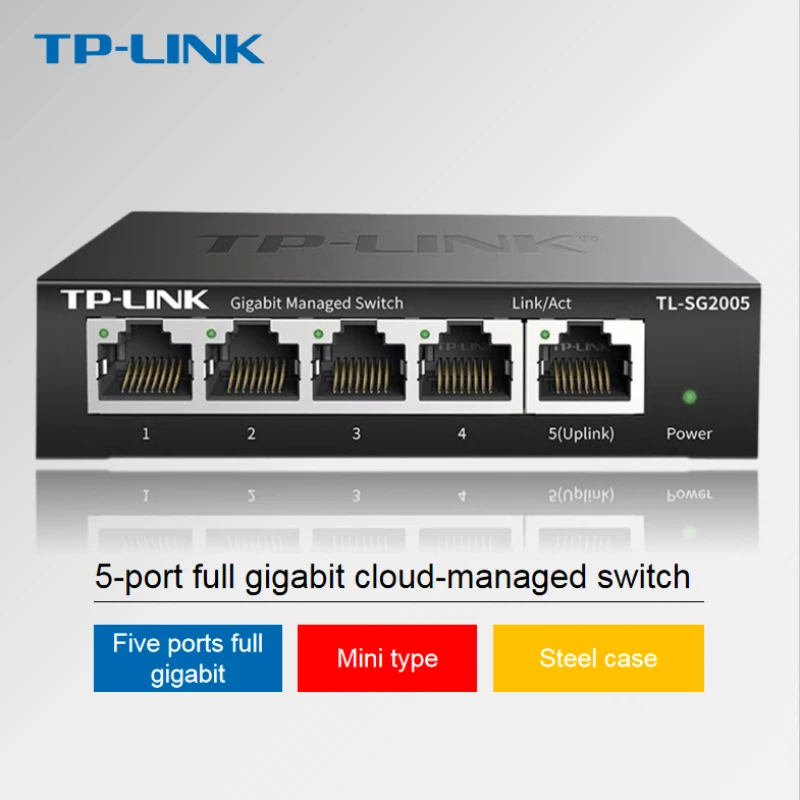 TP-LINK Cloud Switching TL-SG2005 Five-port Full Gigabit Web Network Management Cloud Management Switch Network Cable Splitter