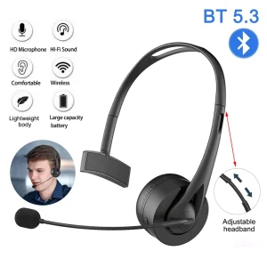 Bluetooth 5.3 Headphone With Mic Noise Reduction Hands-Free Call HiFi Lossless Wireless Headset For Call Center Office PC Laptop