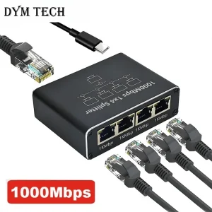 Gigabit 1000Mbps RJ45 Splitter 1 to 2 3 4 Ethernet Adapter Lan Connector Switch Coupler for PC Laptop TV Box Router Digital TV