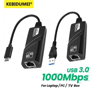 10/100/1000Mbps USB 3.0 Wired Network Card USB to RJ45 Type C to RJ45 LAN Ethernet Adapter for PC Macbook Windows Laptop