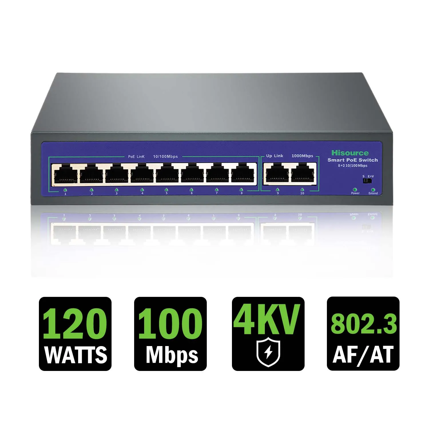4 6 8 9 Port 10/100Mbps Ethernet Fast Switch High Power 120W POE Switch IEEE 802.3af/at with VLAN for IP Camera