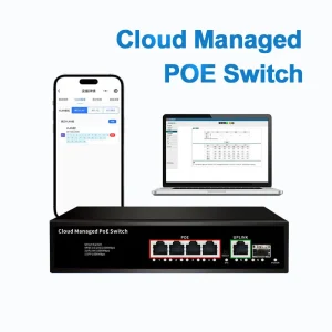 4 Port Cloud managed 1000Mbps PoE Switch Support Web/App Smart Managed Remote Control Network Switch for Small Office Home