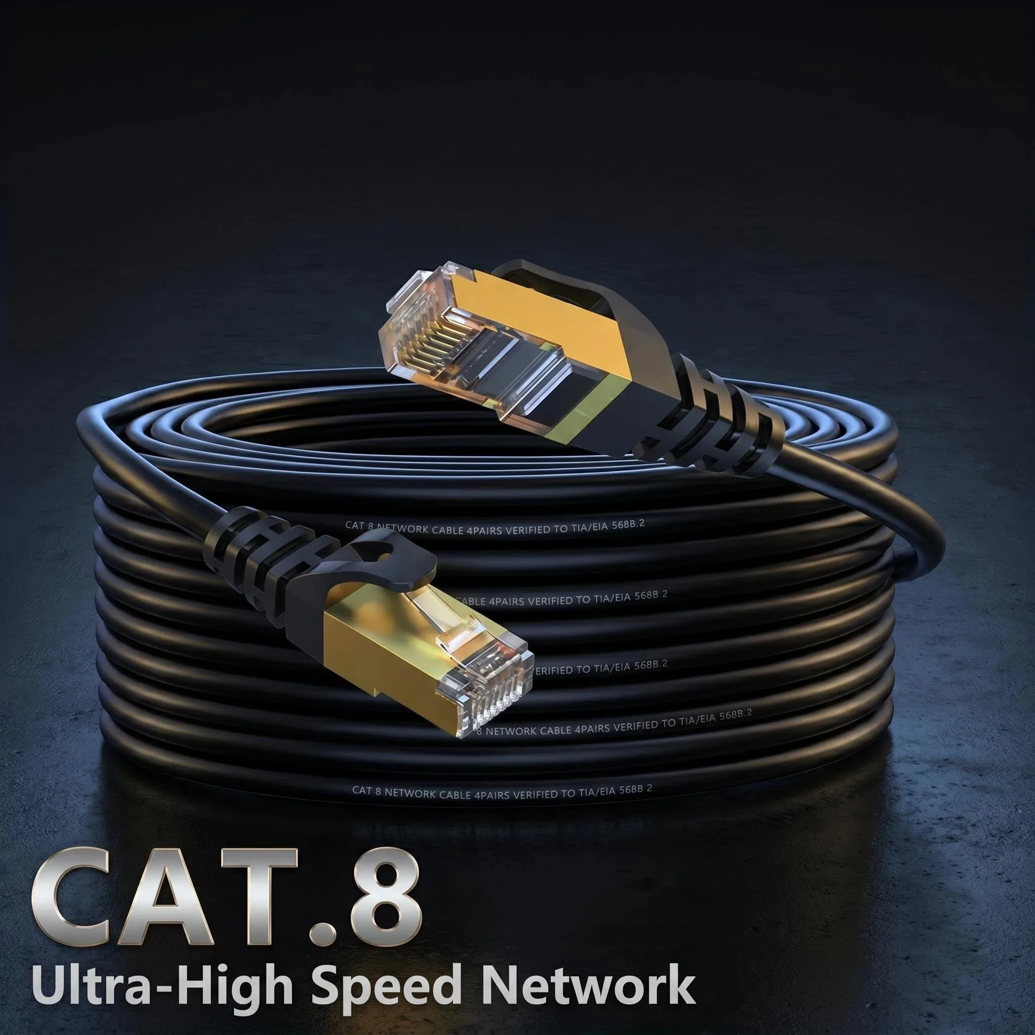 CAT8 Ethernet Cable 40Gbps 2000MHz Flat Nylon Braided Network Lan Cord for PC Modem Laptop PS 5 0.5/1/2/3/5/10/15/20/30M