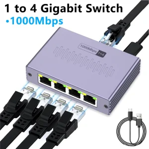 1 to 4 Gigabit Ethernet Switch RJ45 Splitter 1000Mbps 4 Port LAN Network Hub Adapter