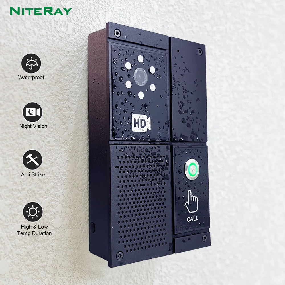 SIP HD Video Intercom with Metal Case Anti Strike Waterproof for Outdoor/Indoor Use Night Vision & Remote Access Support