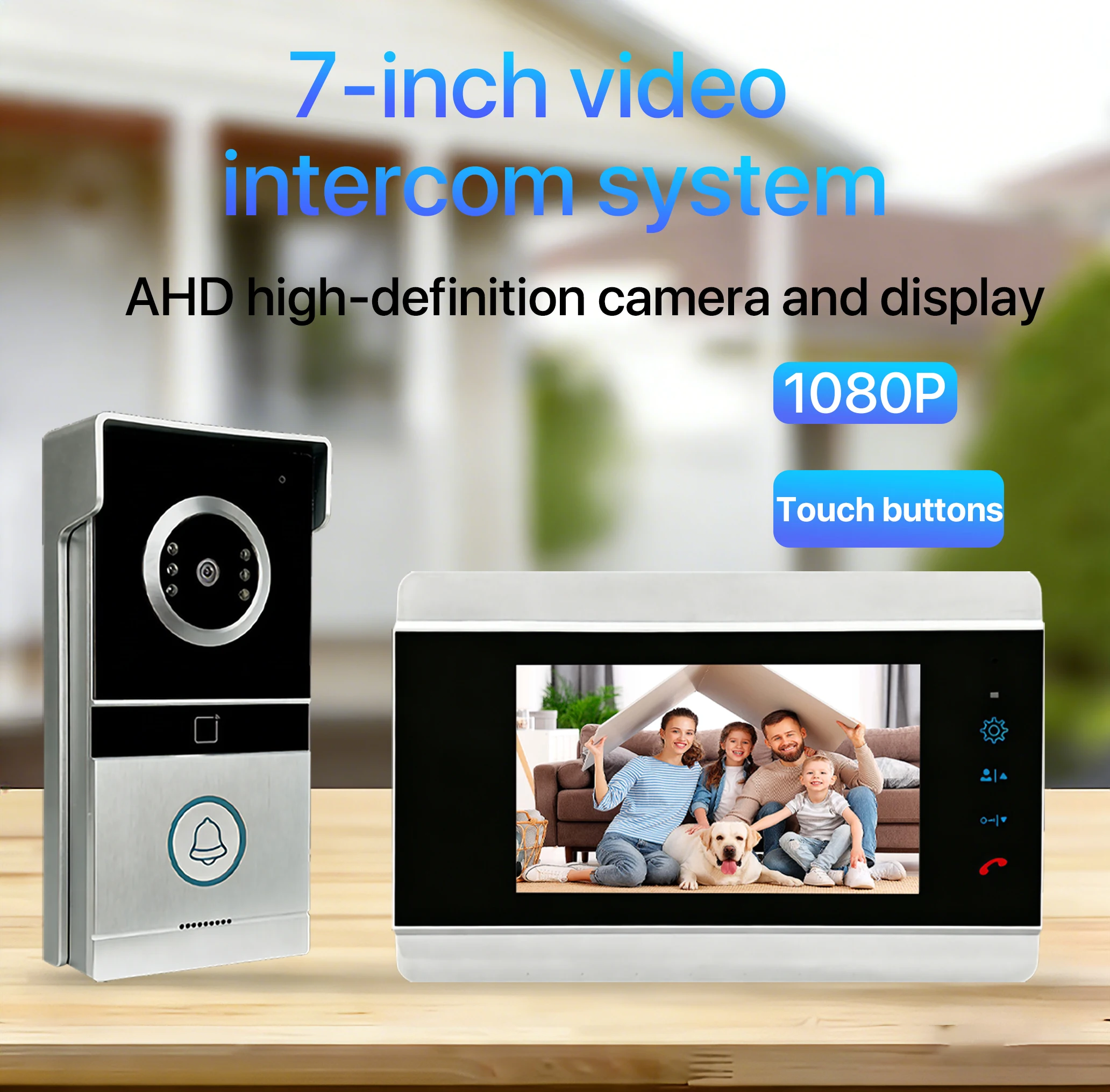 7 Inch 1080P Video Doorbell Intercom System 4-Wire Home Interphone With RFID Card Unlock Night Vision AHD HD Camera For Villa