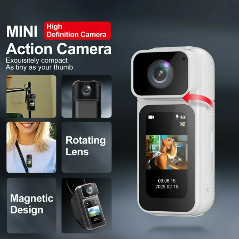 2.7K UHD Mini Action Camera 1.47" HD Screen Portable Digital Video Recorder WiFi Sports Camera for Cycling & Outdoor Recording