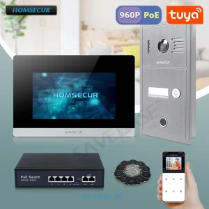 HOMSECUR PoE Powered RJ45 960P Tuyasmart APP Video Doorphone Intercom Entry Fingerprint RFID Doorbell Camera Snapshot Recording