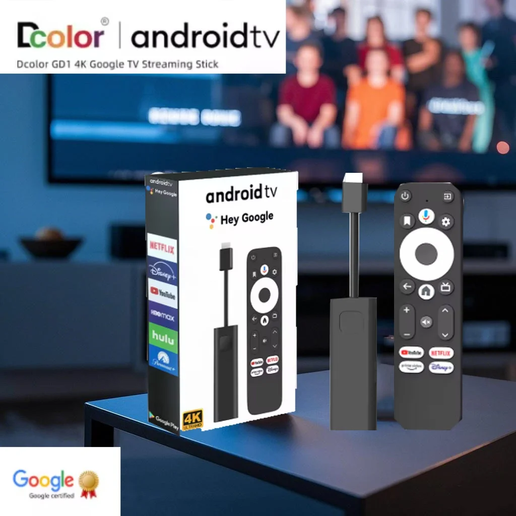 GD1 google Certified genuine netflix 4K Smart Android TV Stick with Amlogic S905Y4 2GB+16GB Support App update version Chile,US