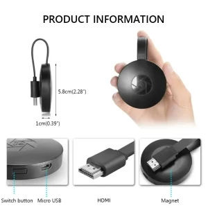 Portable G2 Miracast Anycast WiFi Display Dongle 1080P HDMI Wireless Screen Mirroring Adapter for iOS Android Phone Projector TV