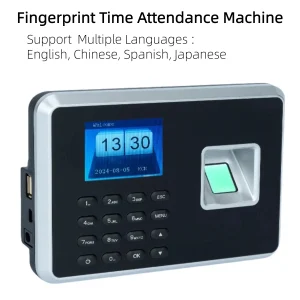 Fingerprint Time Attendance Terminal Employee Clock Recorder Multiple Languages With Password U-disk Download Report