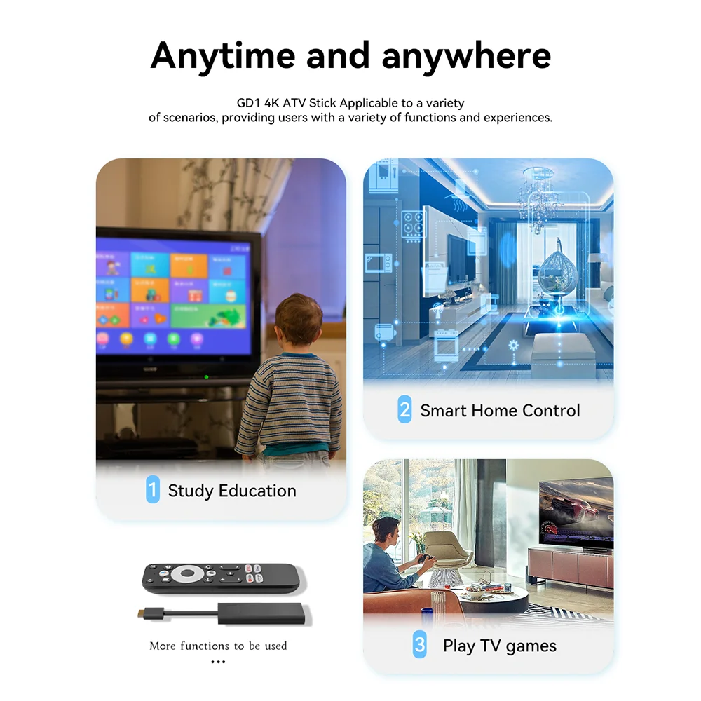 GD1 google Certified genuine netflix 4K Smart Android TV Stick with Amlogic S905Y4 2GB+16GB Support App update version Chile,US - Imagen 3
