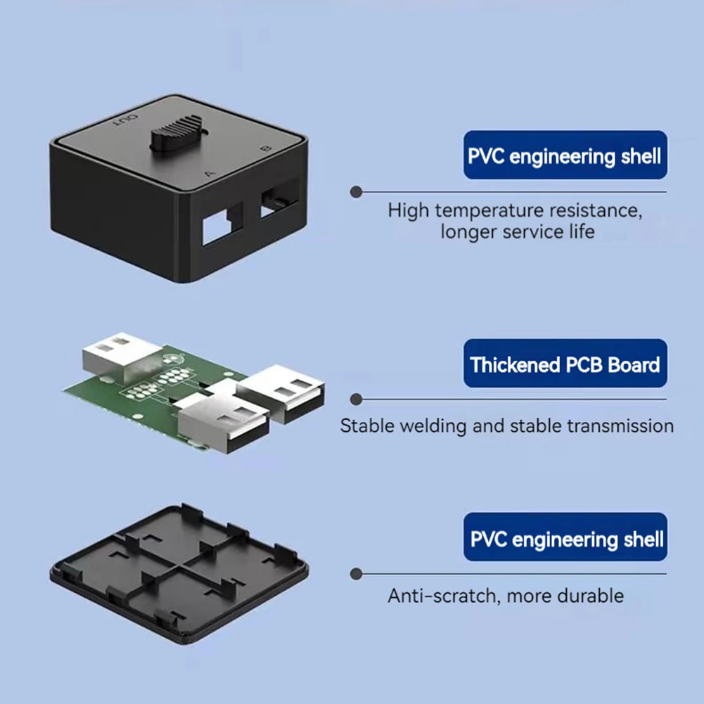 USB 3.0 Switcher KVM Switch 1x2/2x1 Bidirectional Shared Controller Splitter for Computer PC Keyboard Mouse Printer USB 2.0 Hub - Imagen 6