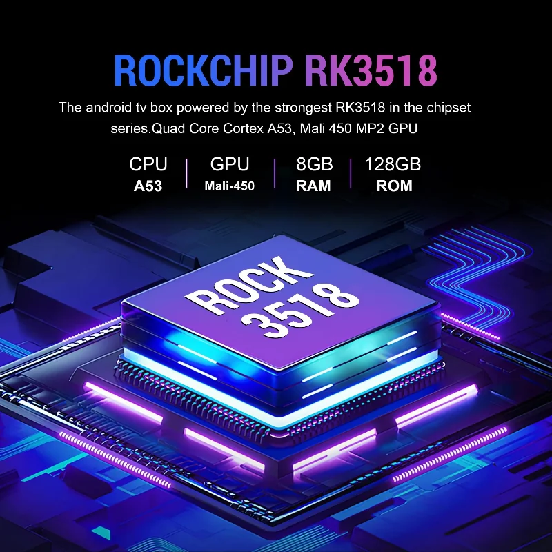 2026 Nouvelle Box TV Smart Android 16 Rockchip RK3518, WiFi6, BT 5.4, interface 8K HD, lecteur multimédia, assistant vocal, IPTV – Image 5