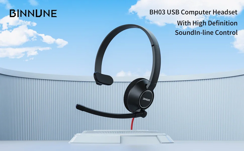 S18bd654baf3348d49daaa439d0c4cb916 BINNUNE Casque professionnel filaire pour PC portable ordinateur, avec micro antibruit, pour Zoom bureau conférence