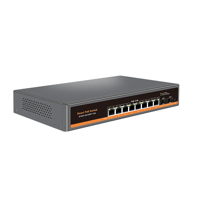 KeepLiNK 10-port Multi-gigabit unmanaged Ethernet switch with 8 x 2.5GbE IEEE 802.3af/at PoE+ Ports and 2 x 10Gb SFP+ For Uplink - Imagen 5