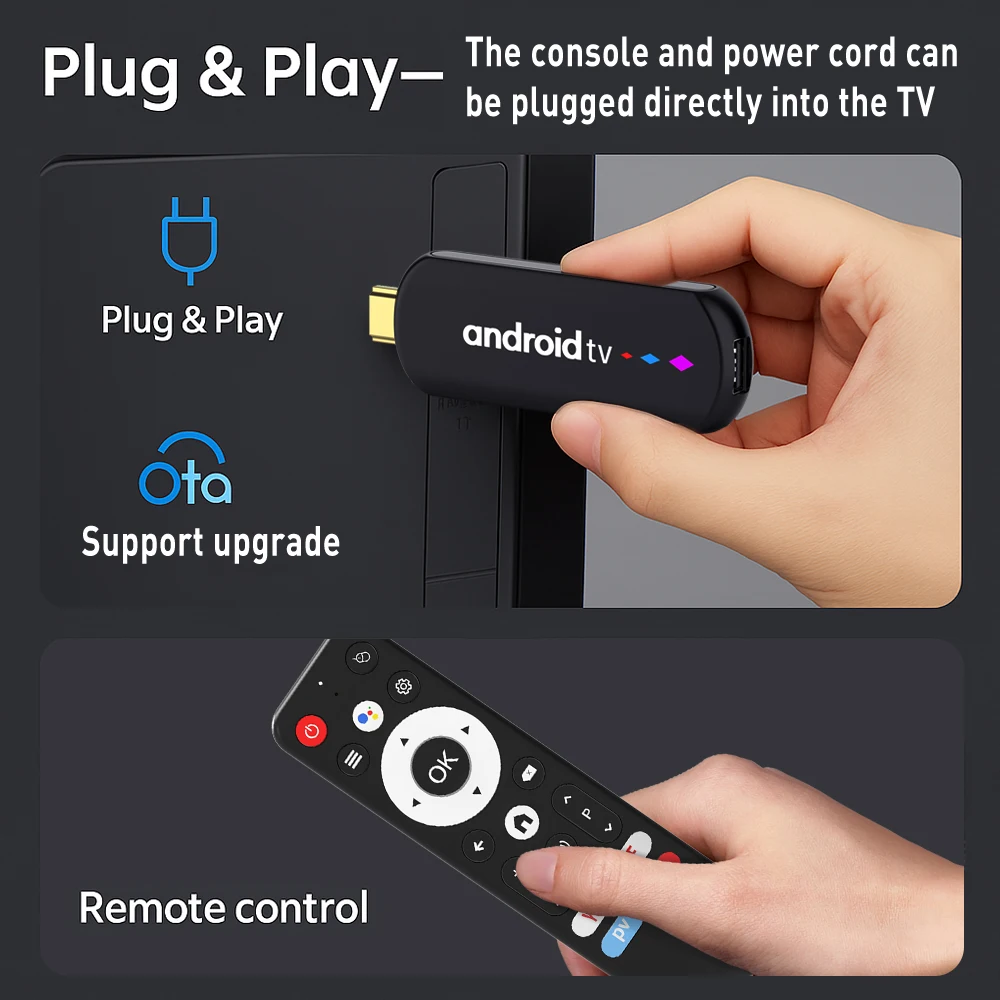 Clé TV Smart S905L3 H96 MAX Android 14.0 4K, BT, double WiFi 2.4G 5G, lecteur multimédia, assistant vocal, 2 Go 16 Go – Image 4