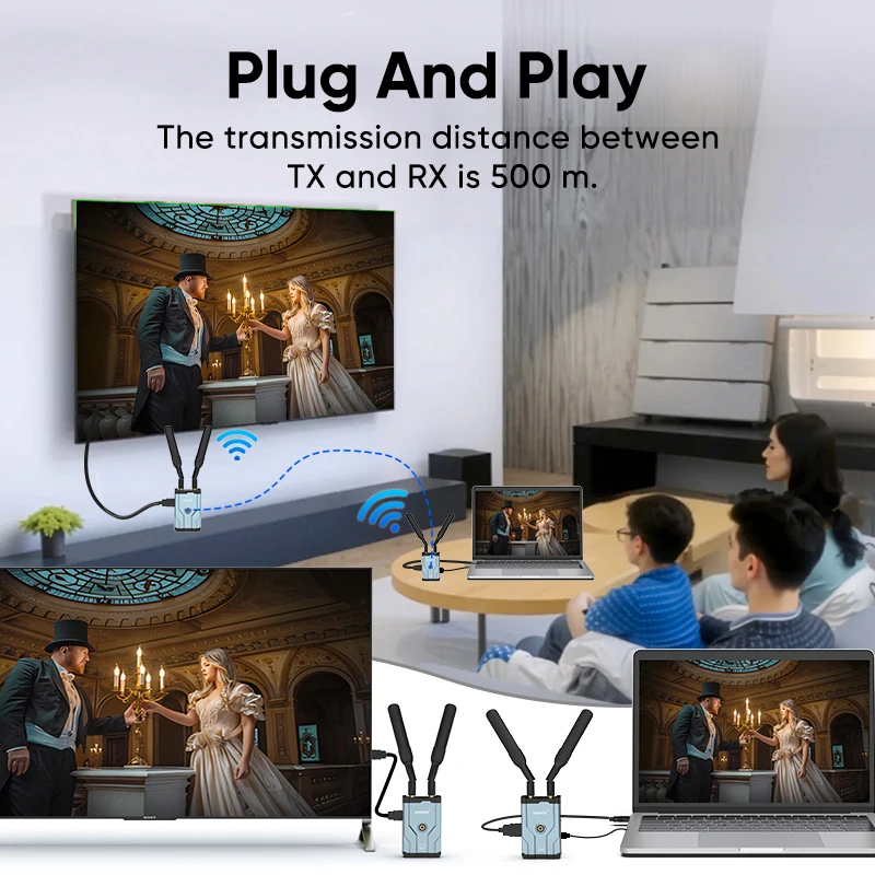 HDMI Wireless Extender 4K/1080P Small Screen (Tablet Laptop Camera) Content To HD Devices Supported with NP-F Series Batteries - Imagen 5
