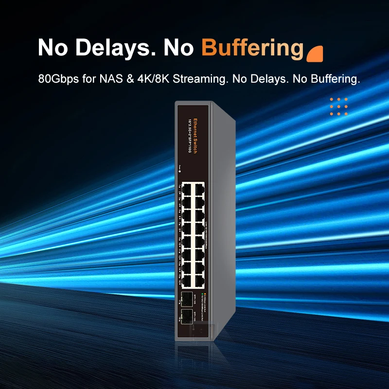 KeepLiNK Switch réseau multi-Gigabit 18 ports non administrable, 16 x 2.5 Gb Ethernet + 2 x 10 Gb SFP+, haut débit – Image 2