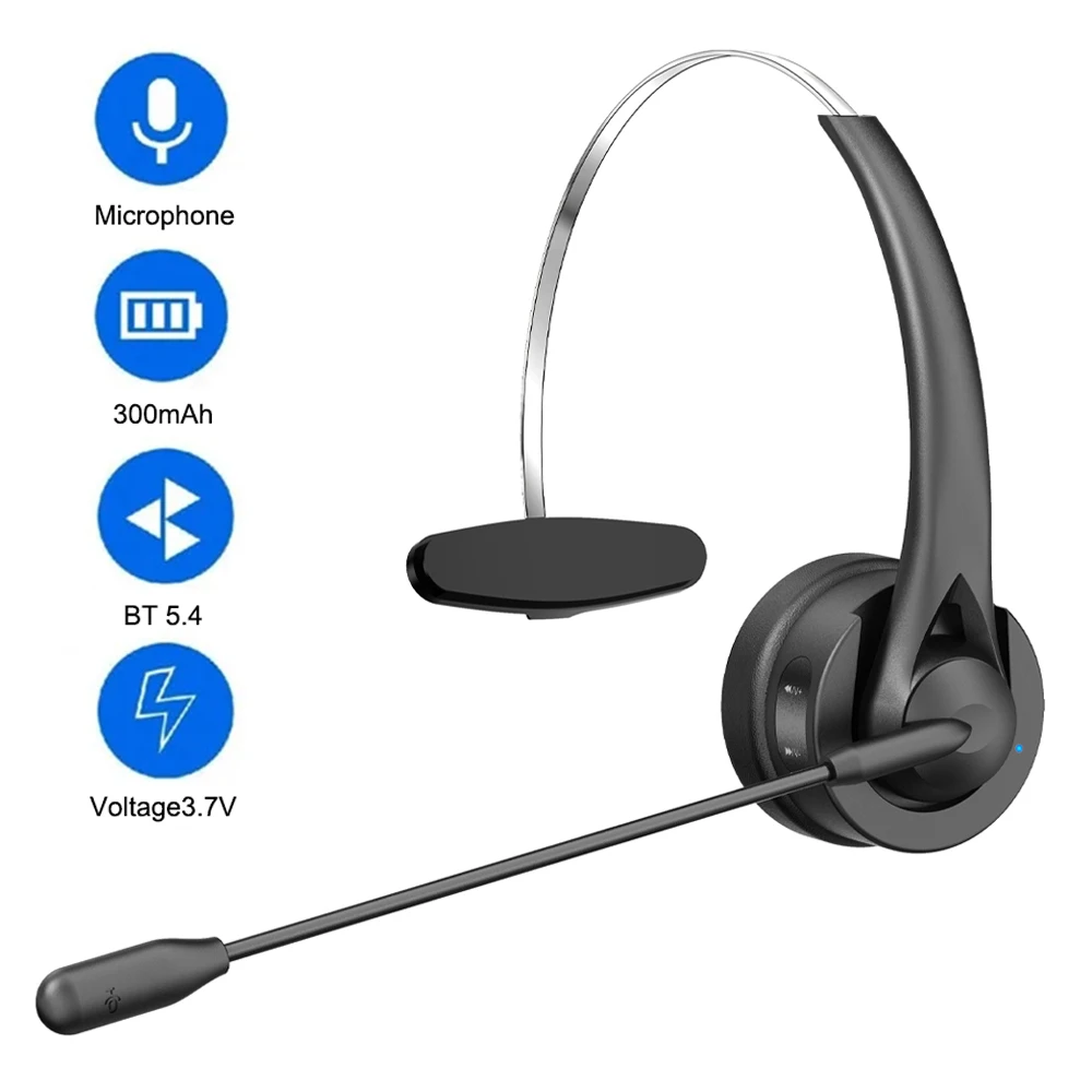 Bluetooth 5.4 Wireless Headset Adjustable Microphone Noise Canceling Headset Call Center Headset For Mobile Phones Wireless Char - Image 2