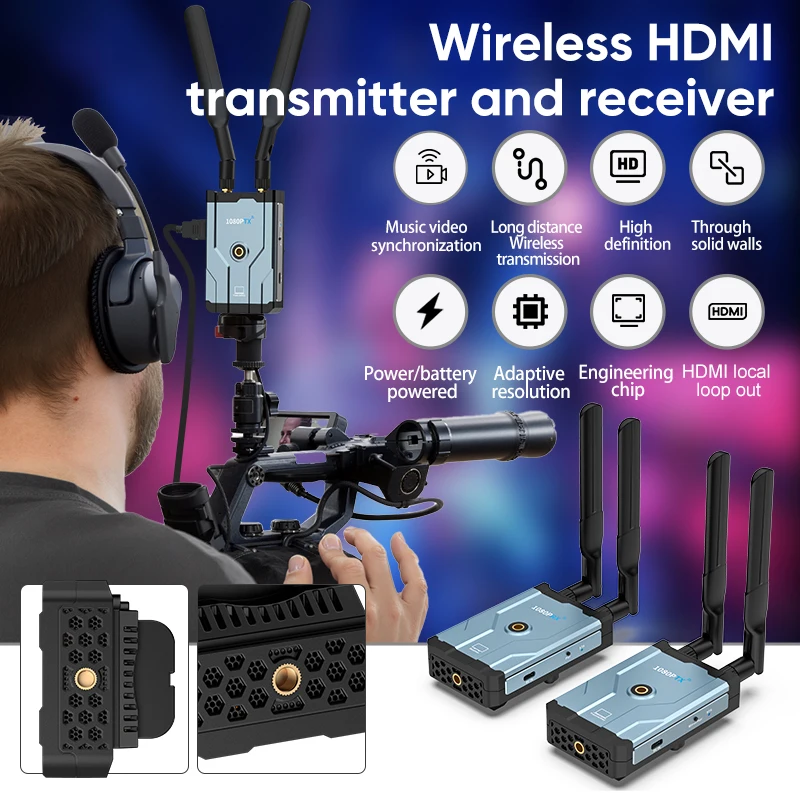 HDMI Wireless Extender 4K/1080P Small Screen (Tablet Laptop Camera) Content To HD Devices Supported with NP-F Series Batteries - Imagen 4