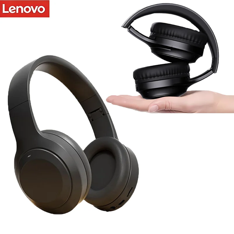 Lenovo Wireless Headphones - Portable, Foldable, with Microphone for Calls, Suitable for Home Office Mobile Phones and Computers - Imagen 2