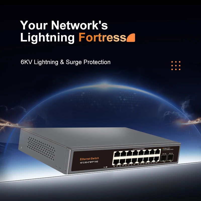 KeepLiNK Switch réseau multi-Gigabit 18 ports non administrable, 16 x 2.5 Gb Ethernet + 2 x 10 Gb SFP+, haut débit – Image 4