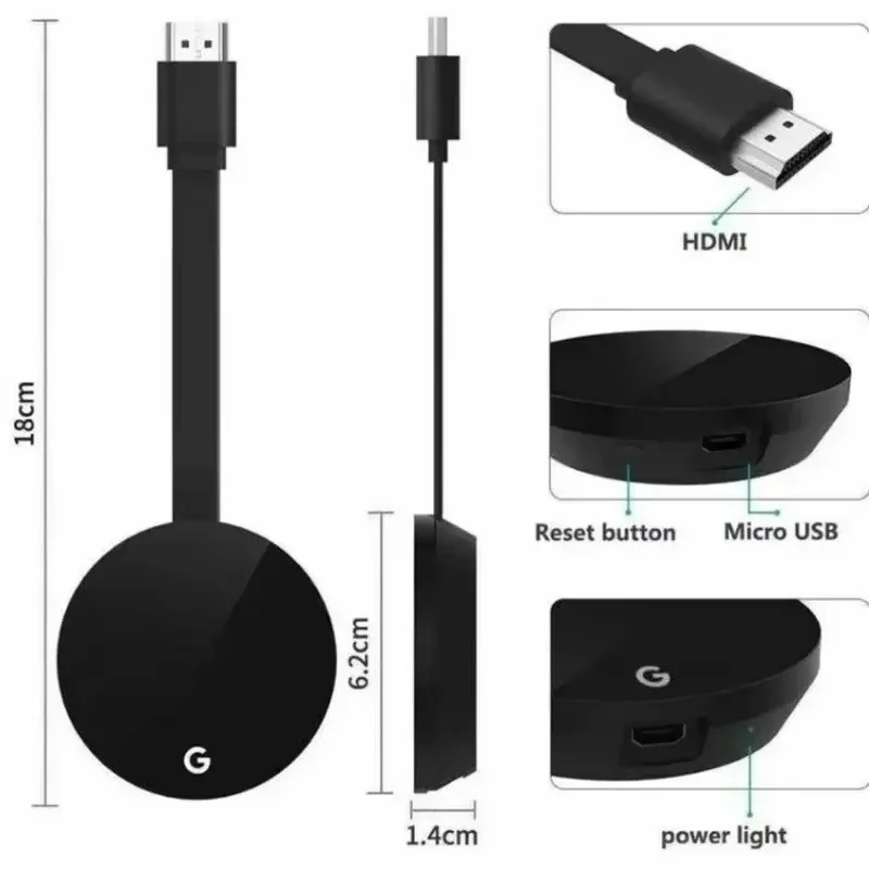 Wireless WiFi HDMI-Compatible Chromecast Google mirascreen HD Display Dongle Media Streaming Video tv Smart Home For ios/Android - Imagen 5