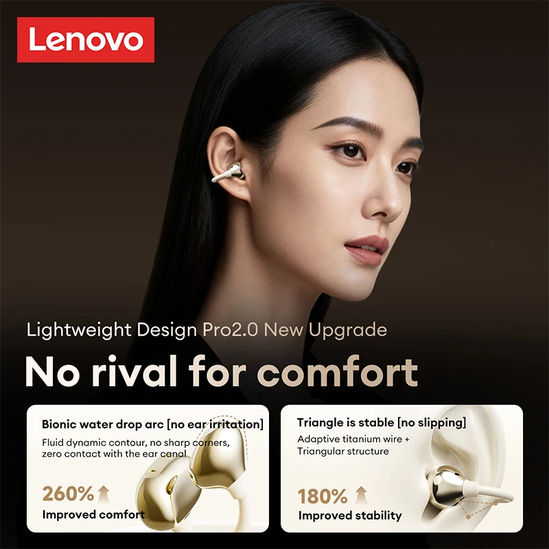 Lenovo RS106 OWS Ear Clip Bluetooth 6.0 Earphones Stereo Sound Sports Music Wireless Headphones Low Latency HD Call Earbuds New - Image 3