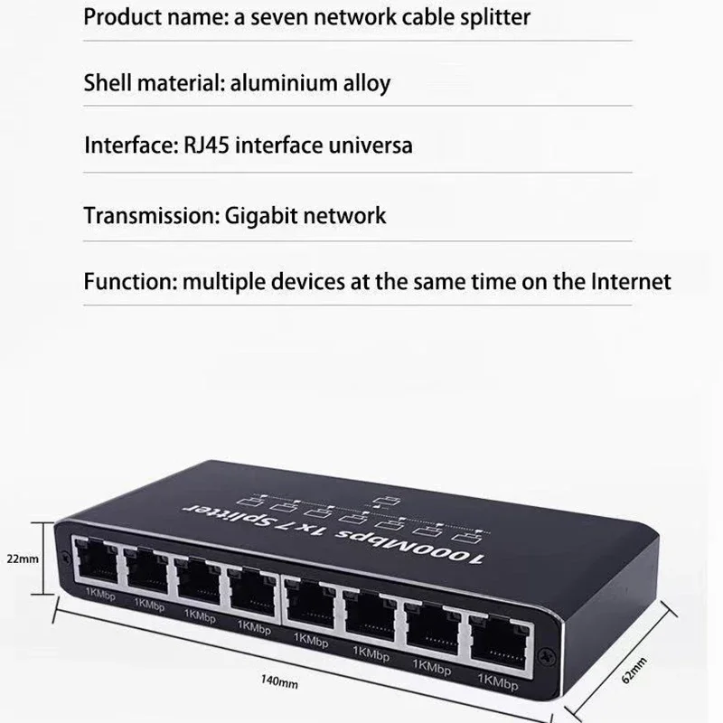 Répartiteur Ethernet Gigabit 1 vers 7, 1000 Mbps RJ45 LAN, pour PC portable Nintendo Switch routeur box TV – Image 6