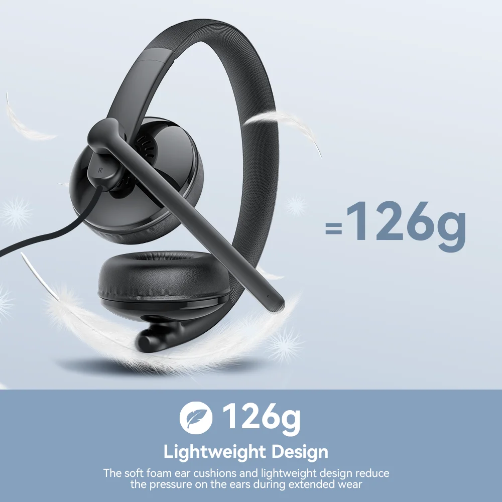 EMEET Wired Headset with Microphone Call Center USB Headphones ENC Noise Cancelling Office Cable Earphones for Phone/PC Computer - Image 2