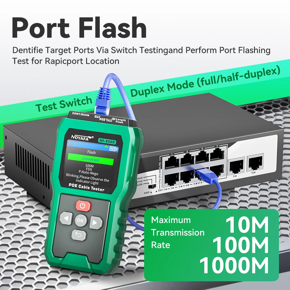 NOYAFA NF-8505 Network Cable Tester LCD Display Cable Tracer PoE Checker Measure Cable Distance Tester - Imagen 4