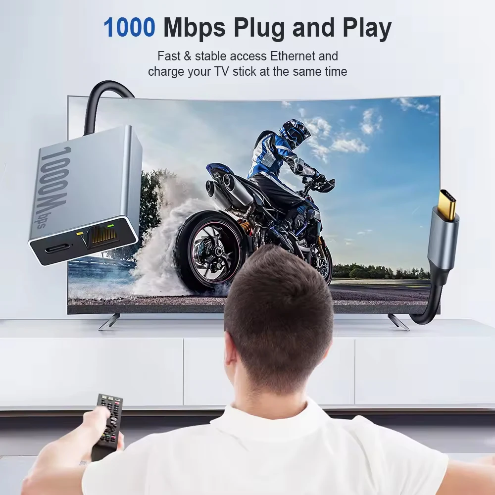 Electop 1000Mbps Ethernet Adapter 100Mbps External Network Card for Chromecast Google TV, Micro Port for Fire TV Stick for PC - Imagen 4