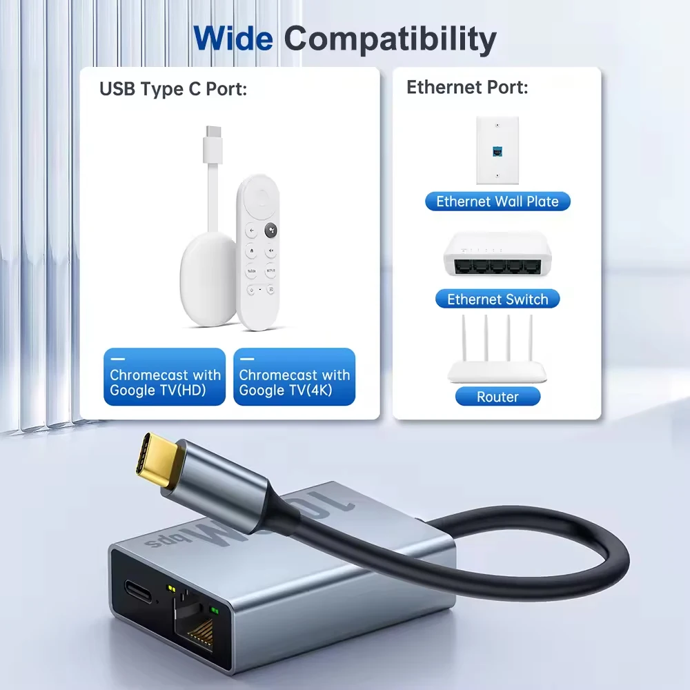 Electop 1000Mbps Ethernet Adapter 100Mbps External Network Card for Chromecast Google TV, Micro Port for Fire TV Stick for PC - Imagen 6