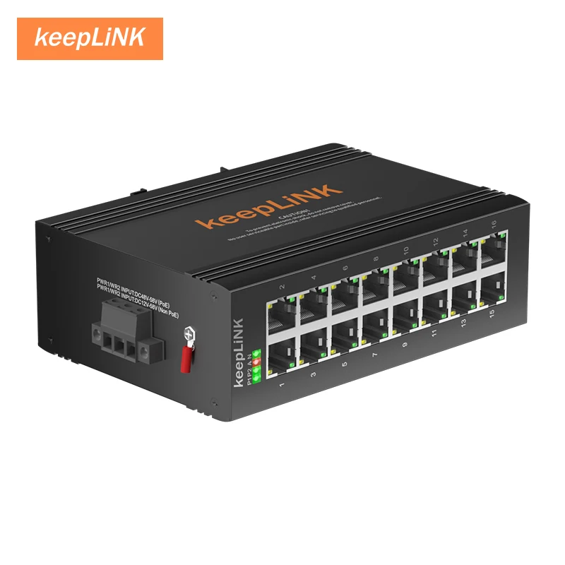 KeepLiNk Industrial 16-Port Megabit DIN-Rail Ethernet Switch - Imagen 4