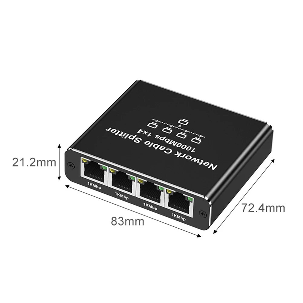 MZX Hub réseau Gigabit 1 entrée 4 sorties 1000 Mbps, répartiteur Ethernet RJ45, adaptateur réseau PC Cat6/7/8 – Image 5