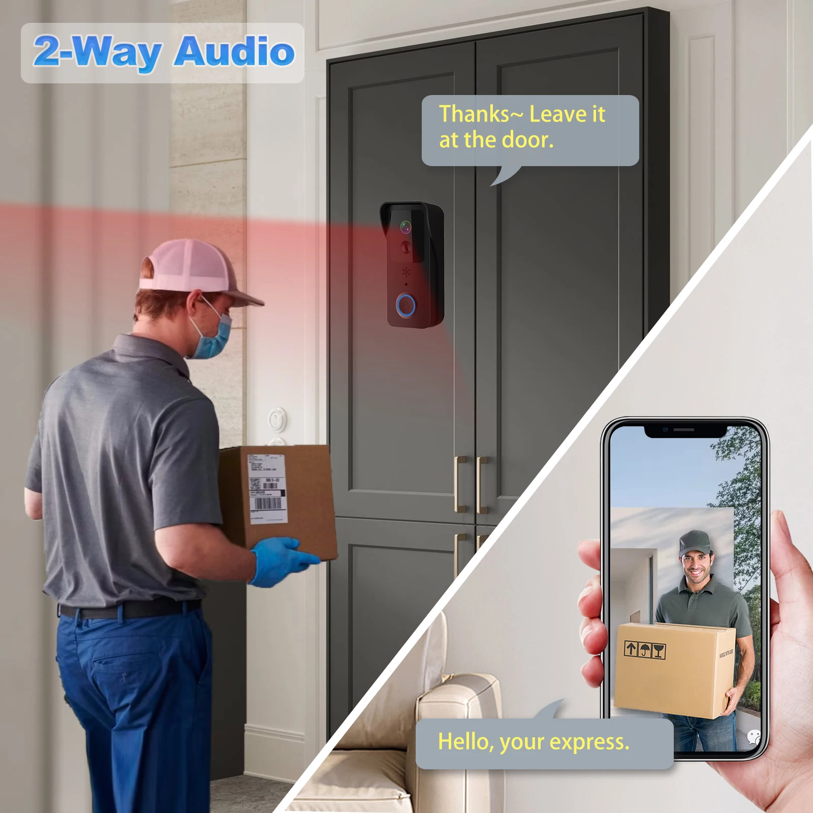 5G 2.4G WiFi Video Doorbell 1080P Tuya Smart Outdoor Wireless Intercom Waterproof Wireless Camera Ringing Bell - Imagen 6