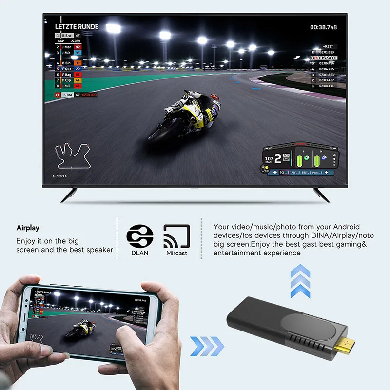 2026 U8 Clé TV Android 10.0, box H313, HDR, WiFi BT5, 2.4G 5G 4K HD, télécommande vocale, décodeur – Image 6