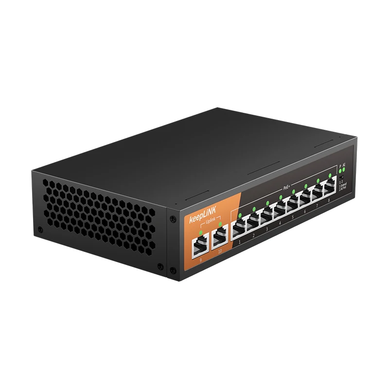 KeepLiNK 10-Port Gigabit Switch with 8-PoE and 2-RJ45 for Uplink Unmanaged Plug and Play - Image 4