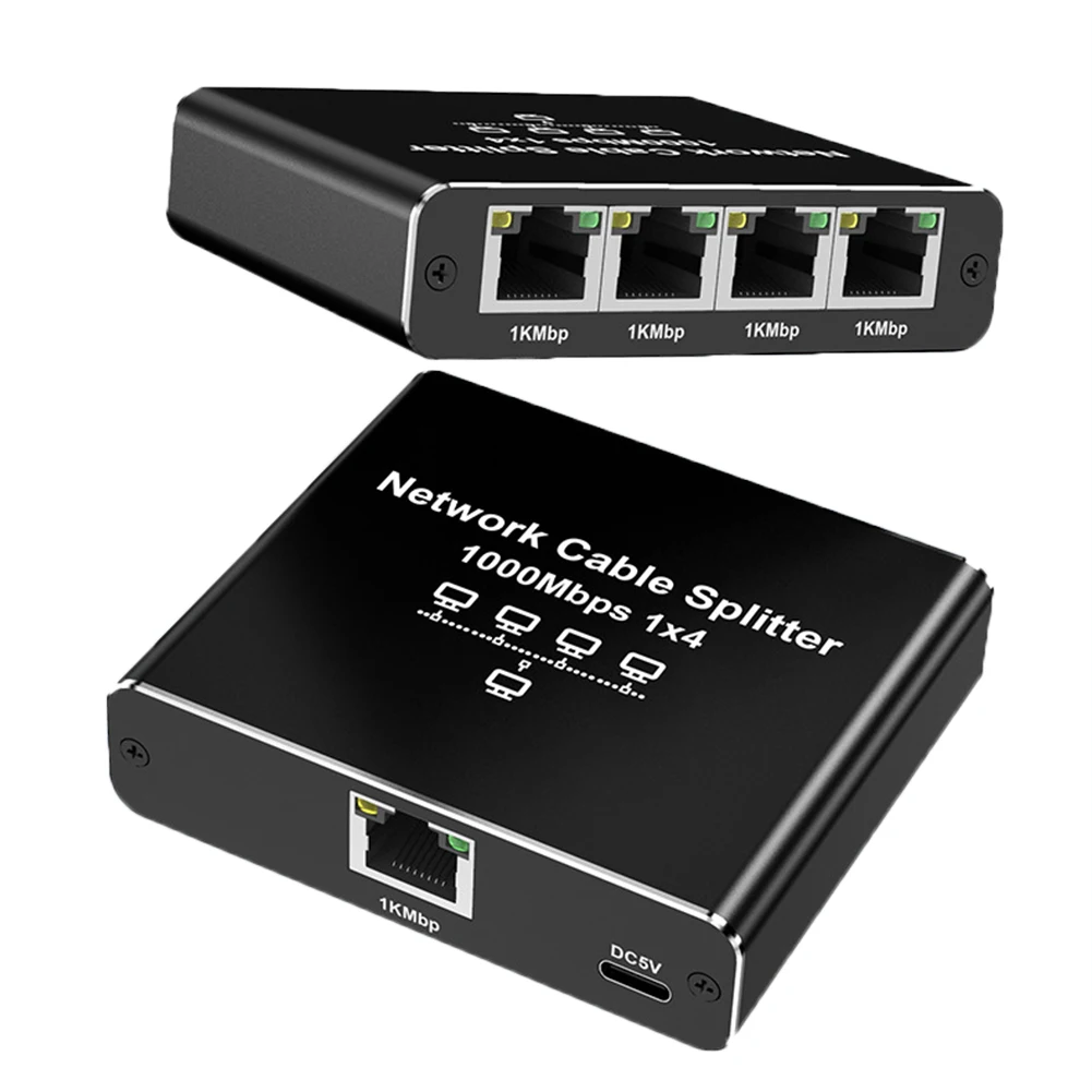 MZX Hub réseau Gigabit 1 entrée 4 sorties 1000 Mbps, répartiteur Ethernet RJ45, adaptateur réseau PC Cat6/7/8 – Image 6