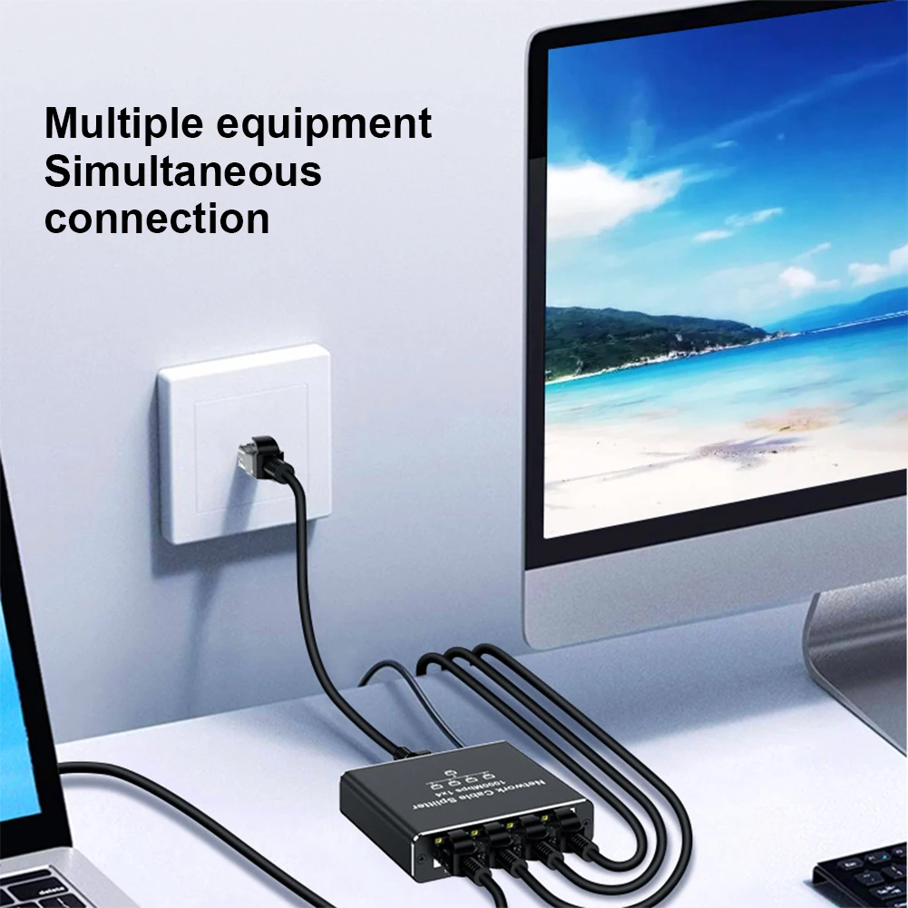 MZX Hub réseau Gigabit 1 entrée 4 sorties 1000 Mbps, répartiteur Ethernet RJ45, adaptateur réseau PC Cat6/7/8 – Image 2