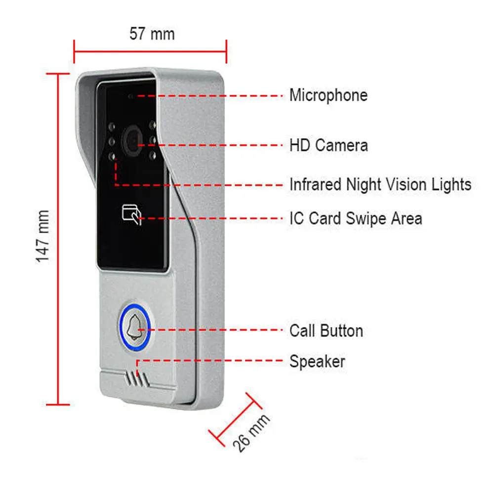 5G WiFi Video Doorbell 7 Inch LCD HD 1080P Camera Tuya Smart 4 Wire Video Doorphone Intercom Security System RFID NFC APP Unlock - Imagen 3