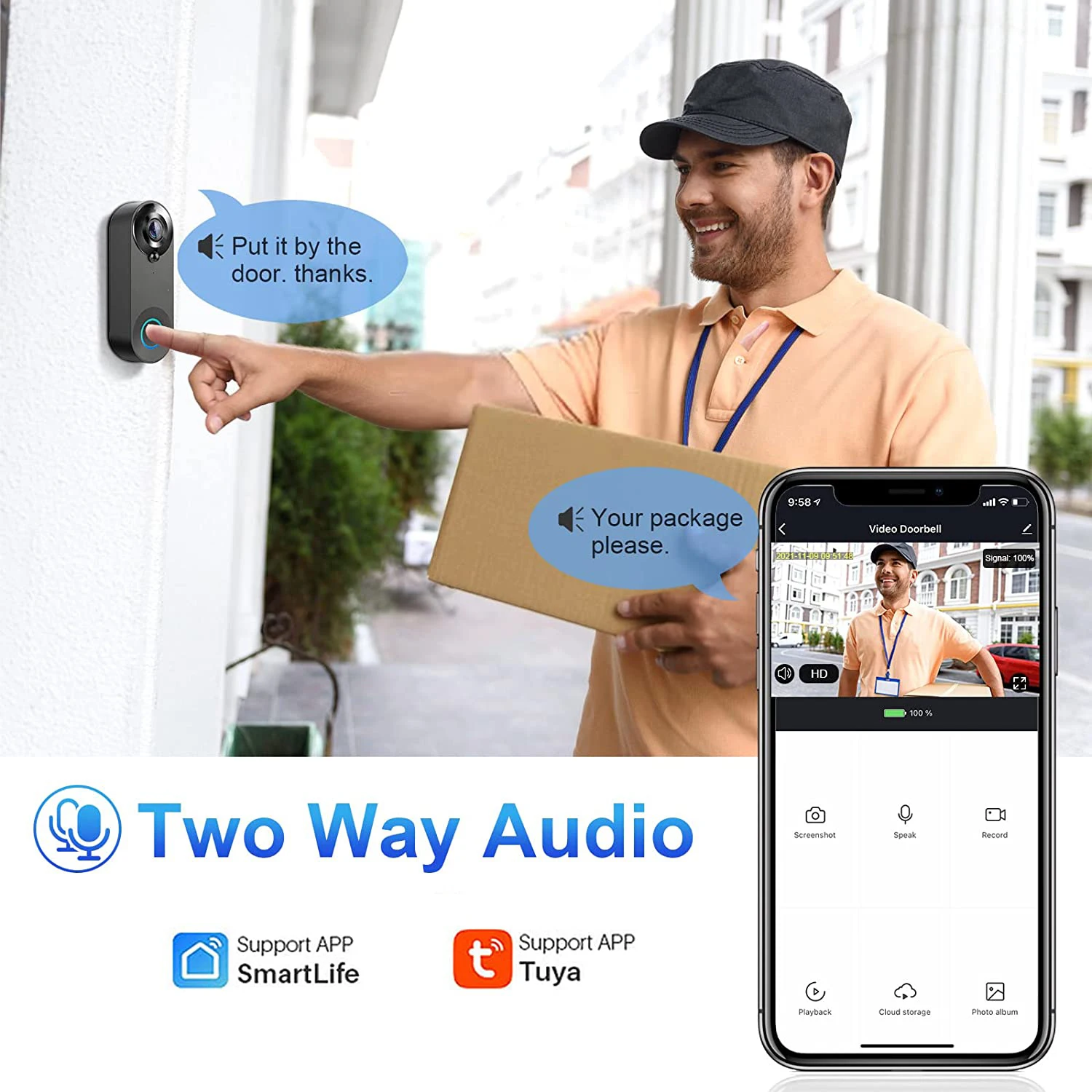 1080P Wireless Video Doorbell Camera WiFi Smart Door Bell Tuya Smart Home Security Motion Detect Night Vision Intercom Doorbell - Imagen 2