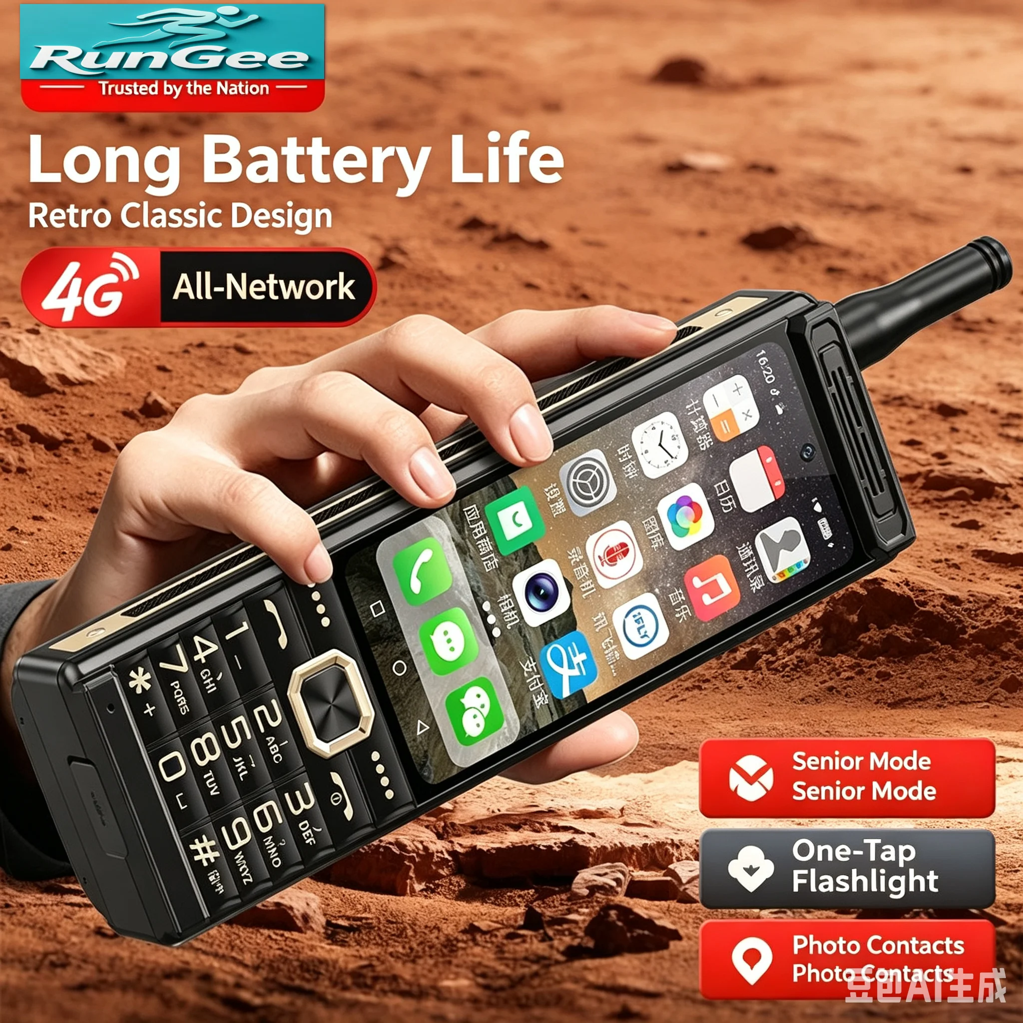S6cd9509ef1be439c808818b560bbf219N Touch Screen 4G LTE Mobile Phone Android 13 4GB RAM 64GB ROM Fast Charging Dual SIM WiFi 5G/BT5.0/GPS