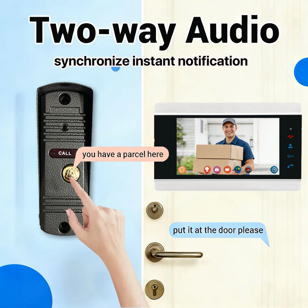 Tuya Smart 7" Wired Video Door Phone 1080P Touch Screen Two Way Audio Night Vision Waterproof Remote APP Unlock Intercom - Imagen 2