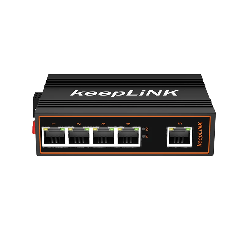 KeepLiNK Industrial 5-Port full gigabit unmanaged Ethernet Switch DIN Rail IP40 Metal Housing - Imagen 2